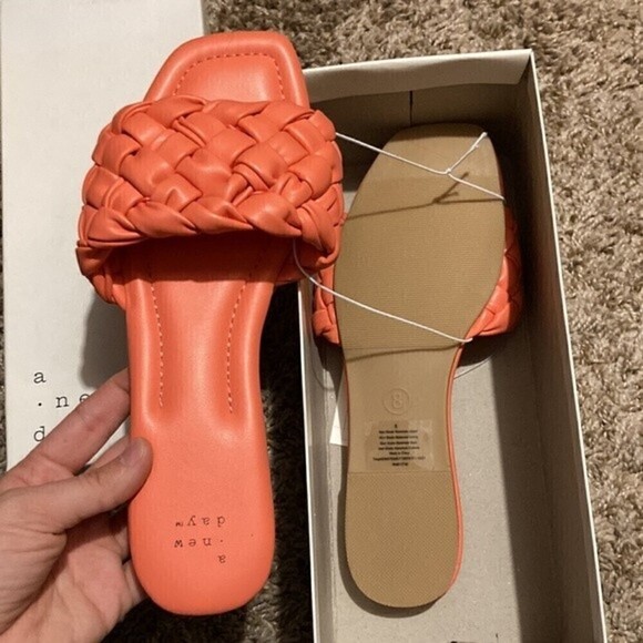 A NEW DAY coral woven CARISSA SLIDES - Picture 2 of 2